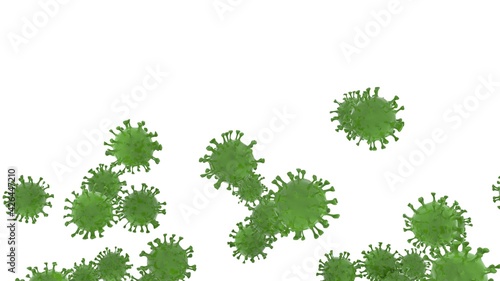 Green germ virus s swarming collecting 3D Illustration