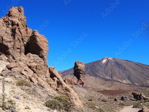 volcano and rock formation in teide national park in tenerife