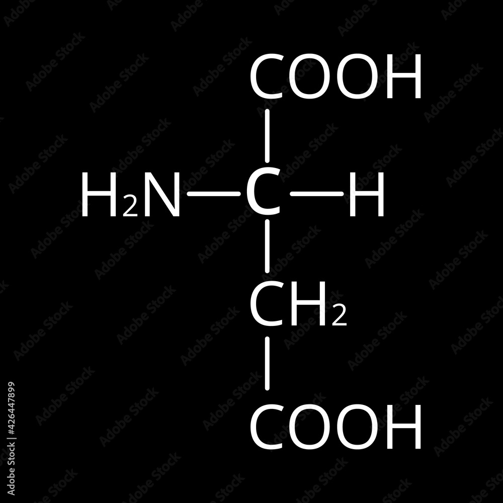 Aspartic acid is an amino acid. Chemical molecular formula Aspartic acid is an amino acid. Vector illustration on isolated background Aspartic acid is an amino acid. Chemical molecular formula Aspartic acid is an amino acid. Vector illustration on isolated background