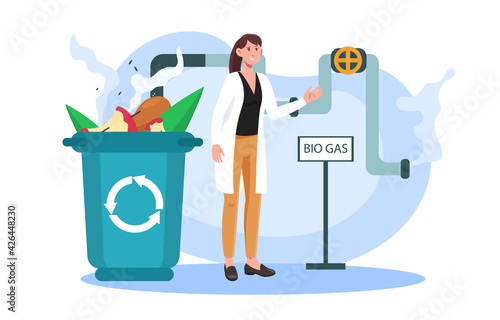 Female character working on raw materials processing