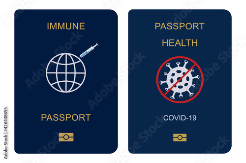 Immune Passport. Immunity passport Covid-19 vaccination, vector illustration.