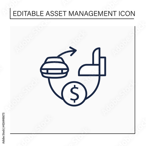 Assets expected life cycle line icon. Stages series assets management. Estimated useful life, total ownership cost. Business concept. Isolated vector illustration.Editable stroke