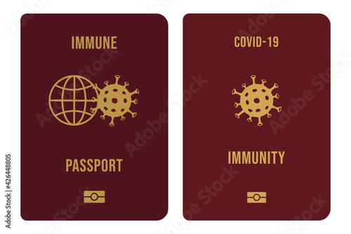 Immune Passport. Immunity passport Covid-19 vaccination, vector illustration.