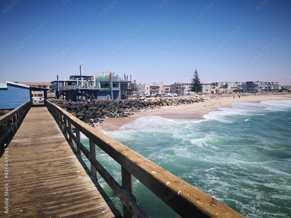 view from the pier to swakopmund in namibia 