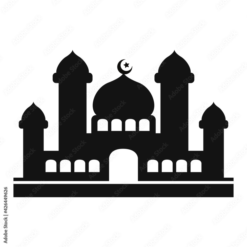 vector with the shape of a black mosque which is suitable for an icon or concept for a logo