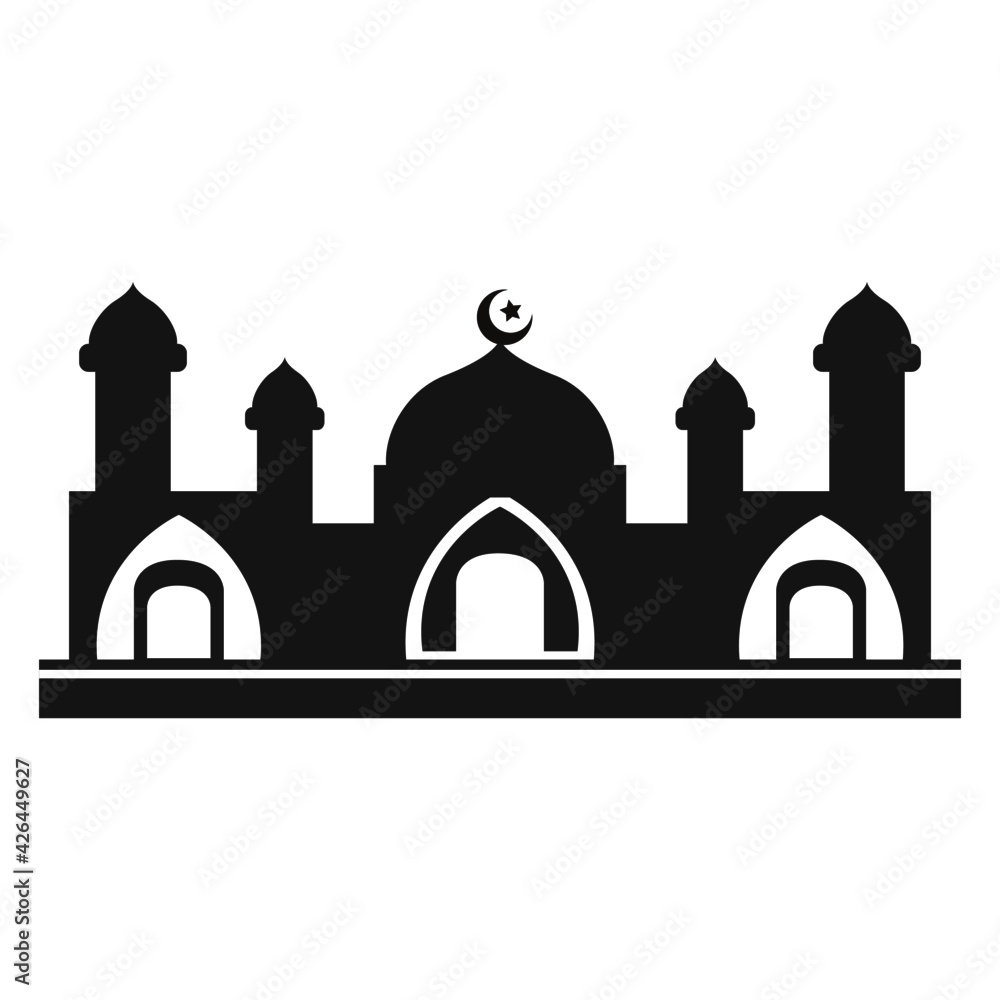 vector with the shape of a black mosque which is suitable for an icon or concept for a logo