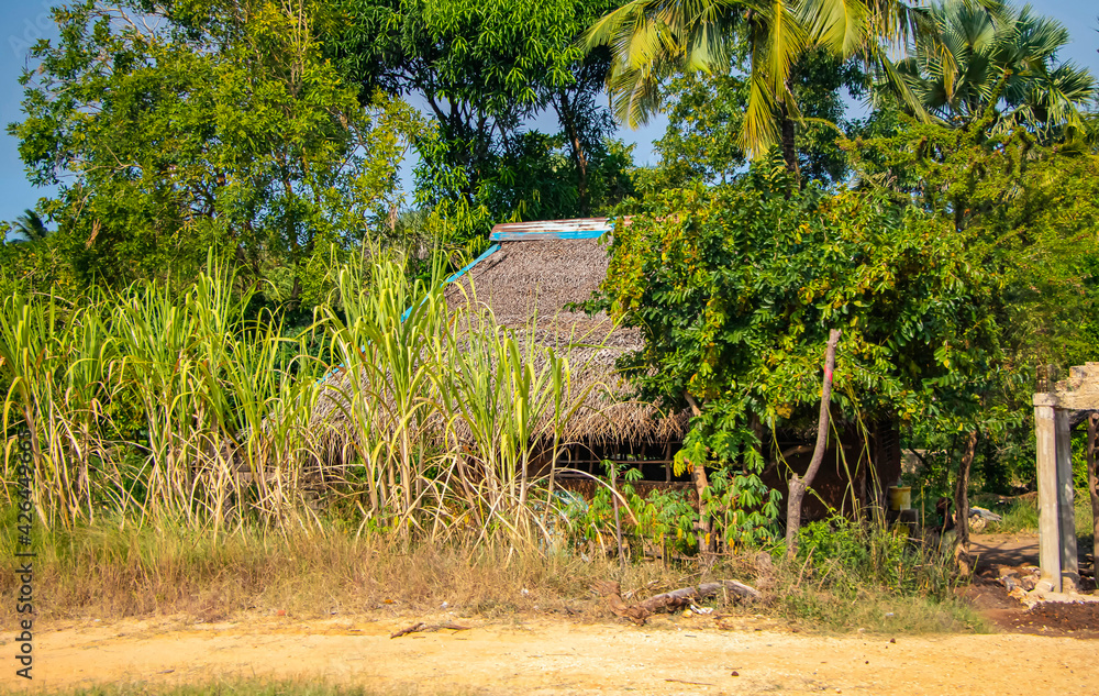 Typical stone houses in an African village on the road to Mombasa. It is a small village in Kenya. Typical stone houses in an African village on the road to Mombasa. It is a small village in Kenya.