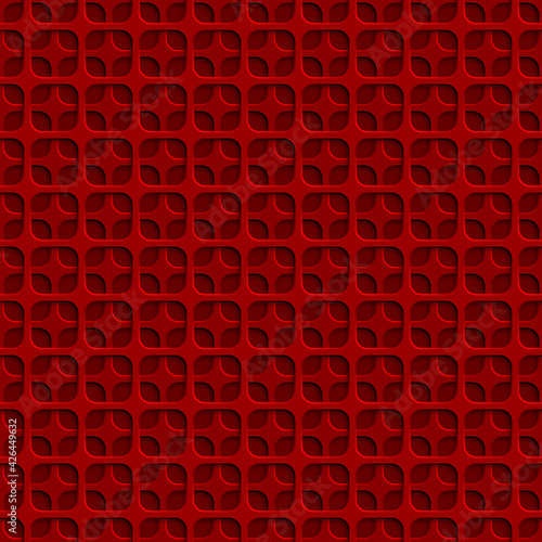 Abstract seamless pattern with squares holes in red colors