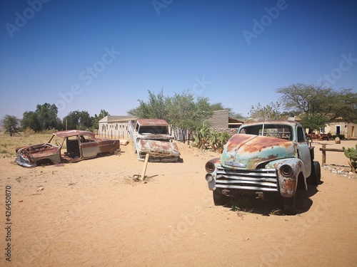 old rusty car in solitaire in namibia