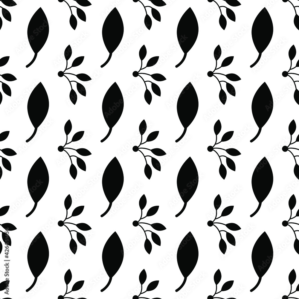 Plant illustration, vector spring leaves with different shapes around the axis, pattern from plants Plant illustration, vector spring leaves with different shapes around the axis, pattern from plants
