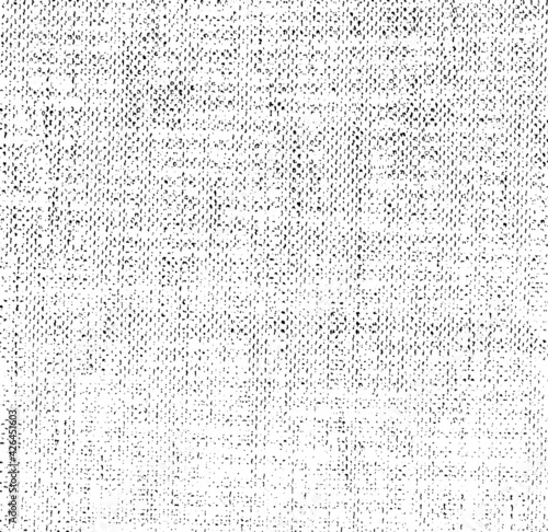 Vector fabric texture. Distressed texture of weaving fabric. Grunge background. Abstract halftone vector illustration. Overlay to create interesting effect and depth. Black isolated on white. EPS10.