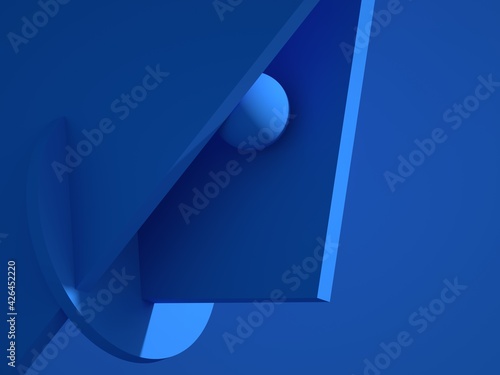 Fototapeta Naklejka Na Ścianę i Meble -  Abstract blue minimal installation with geometric primitives, 3d render
