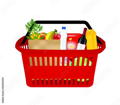 Full shopping basket. vector illustration