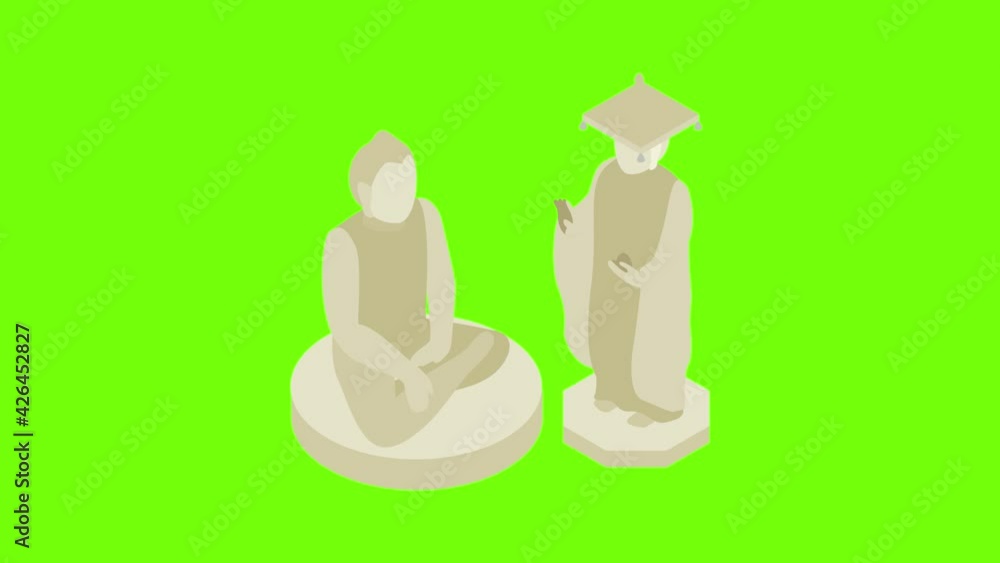 Bongeunsa temple icon animation cartoon best object on green screen background Bongeunsa temple icon animation cartoon best object on green screen background