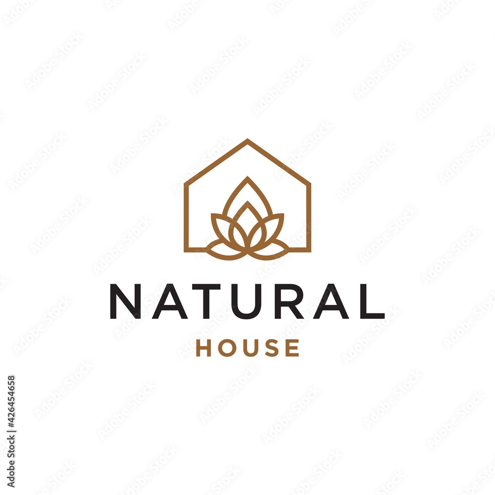 minimal and simple yoga lotus house icon vector logo with beautiful plant tree flower, organic house, cottage forrest design illustration minimal and simple yoga lotus house icon vector logo with beautiful plant tree flower, organic house, cottage forrest design illustration