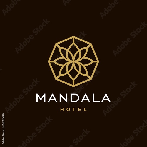Abstract golden mandala flower swirl logo icon vector design. dream catcher Elegant premium ornament vector logotype symbol.