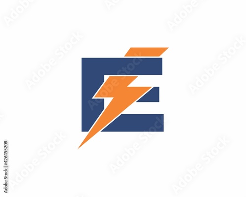 Letter E with Thunder Bold Logo 001