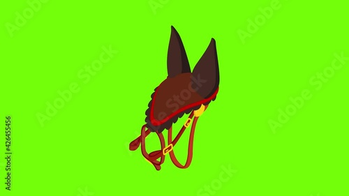 Horse bridle icon animation cartoon best object on green screen background photo