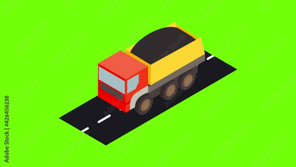 Dump truck icon animation cartoon best object on green screen background Dump truck icon animation cartoon best object on green screen background