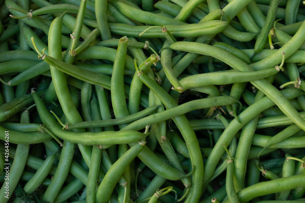 Fresh green beans at organic italian market Fresh green beans at organic italian market
