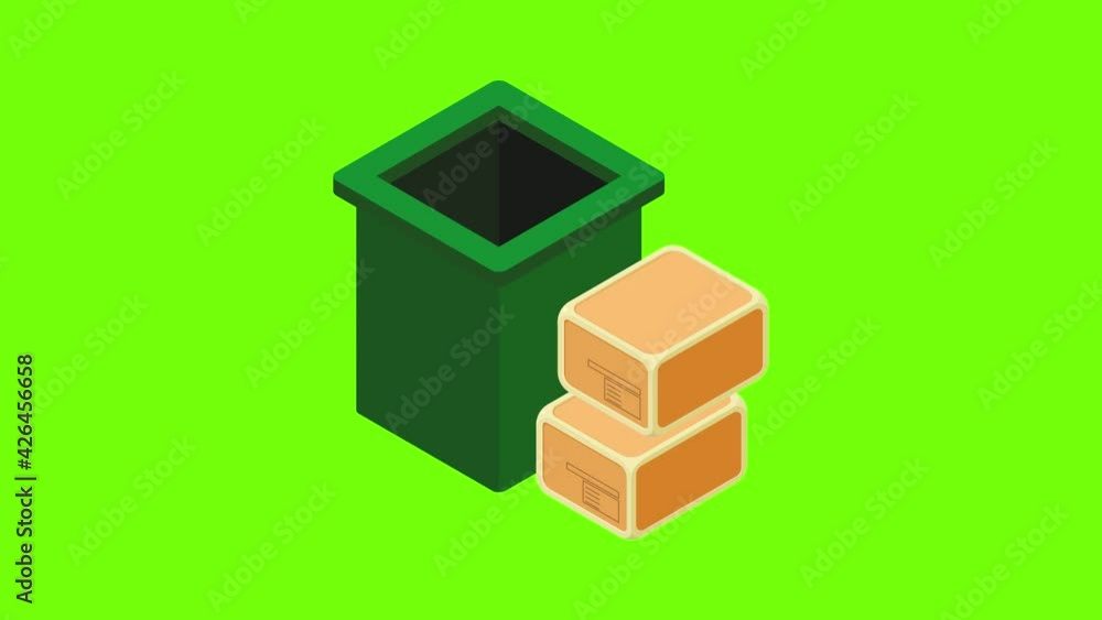 Garbage recycling icon animation cartoon best object on green screen background Garbage recycling icon animation cartoon best object on green screen background