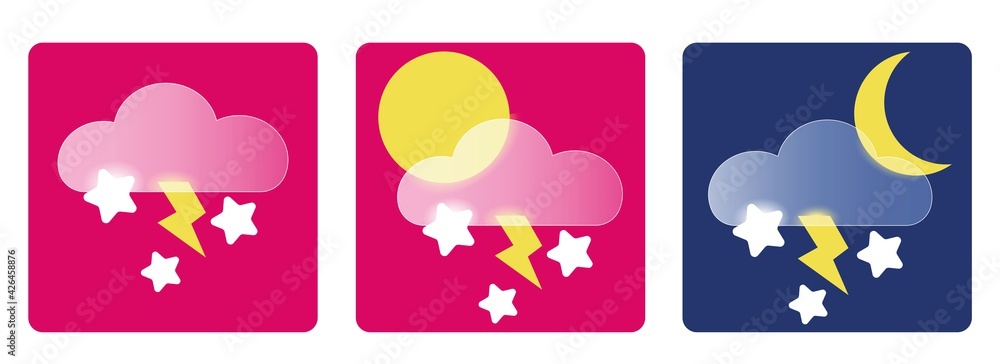 Icons für Schneegewitter im glassmorphism Design im Set. Vektorgrafik eps 10 Icons für Schneegewitter im glassmorphism Design im Set. Vektorgrafik eps 10