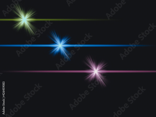 light beam set  background with three light rays of green  red  blue color