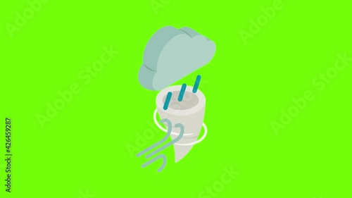 Weather element icon animation cartoon best object on green screen background photo