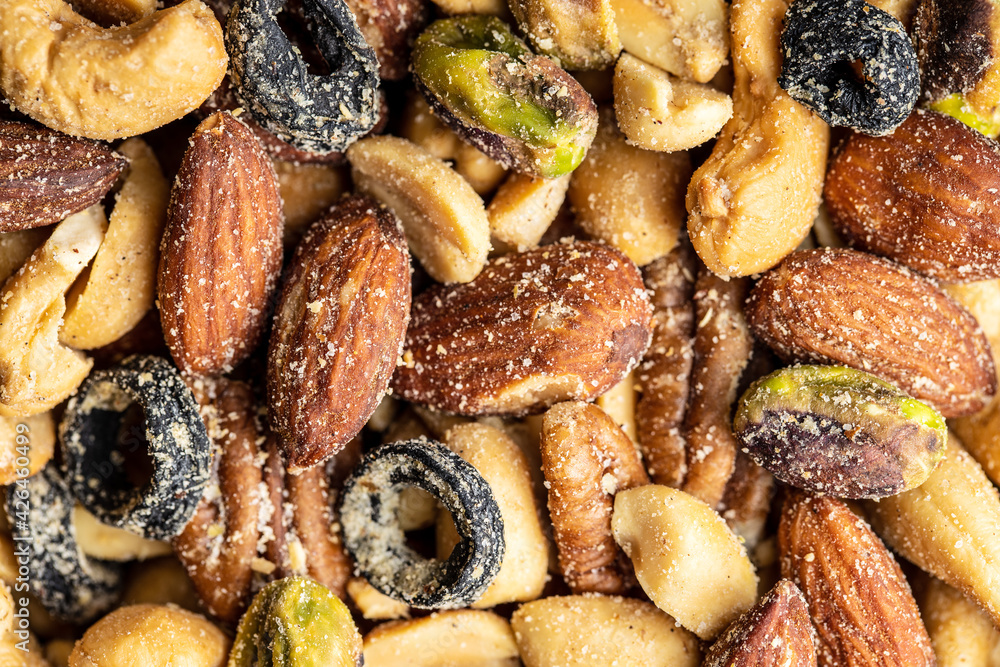 Mix of salted nuts. Mix of salted nuts.