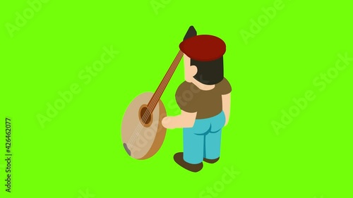 Musician icon animation cartoon best object on green screen background photo