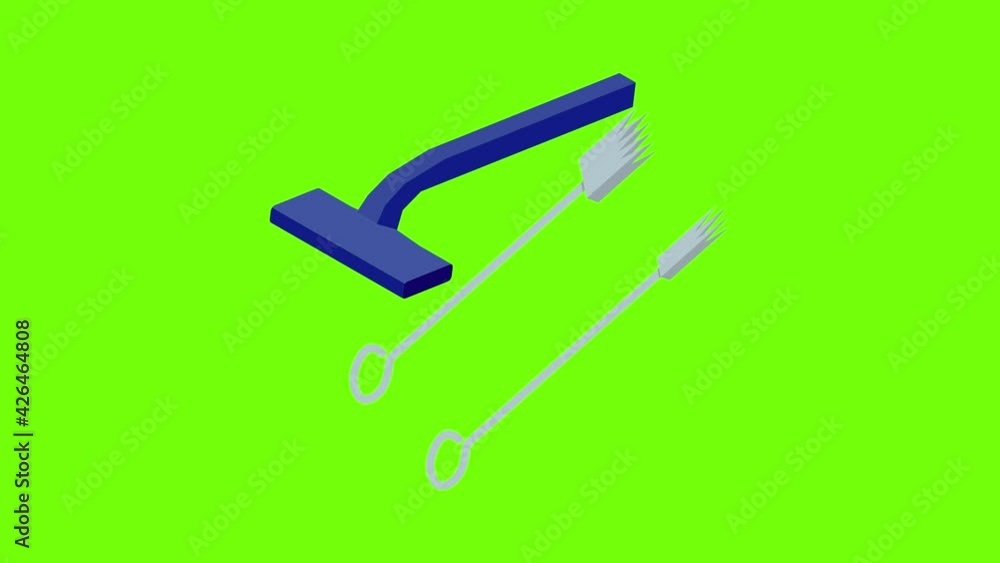Tattoo tool icon animation cartoon best object on green screen background
