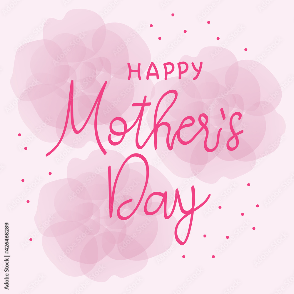 Mother's Day - lettering for a postcard to a family holiday. The pink flyer design is a symbol of love between parents and children.