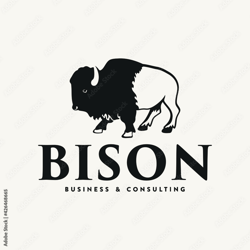 Unique bison logo vector financial Unique bison logo vector financial