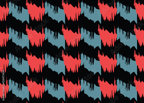 Vector texture background  seamless pattern. Hand drawn  red  blue  black colors.
