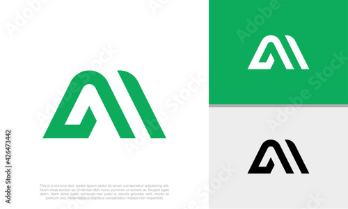 Initials M . AI logo design. Initial Letter Logo.	