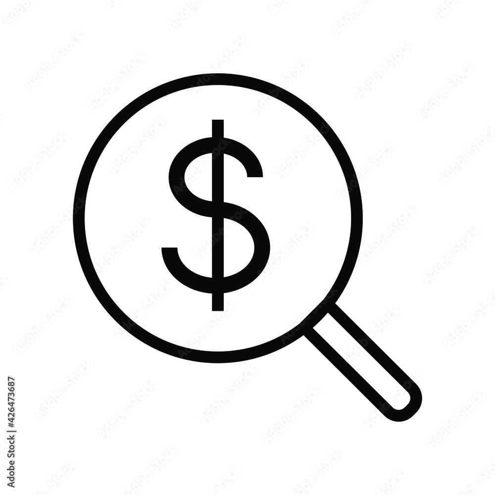 vector symbol image loan money search icon black on white vector symbol image loan money search icon black on white
