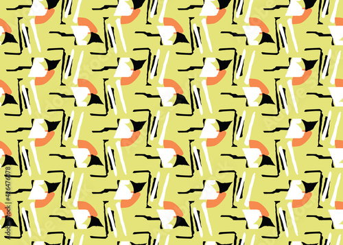Vector texture background  seamless pattern. Hand drawn  yellow  orange  black  white colors.