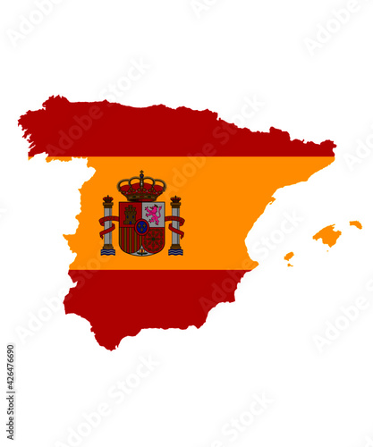 Shape of Spain with spanish flag. Version 1. Transparent vector	
