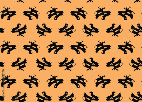 Vector texture background  seamless pattern. Hand drawn  orange  black colors.