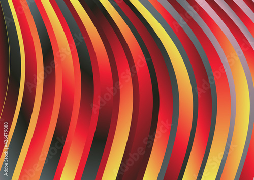 Red Yellow and Blue Abstract Curved Stripes Gradient Background Design