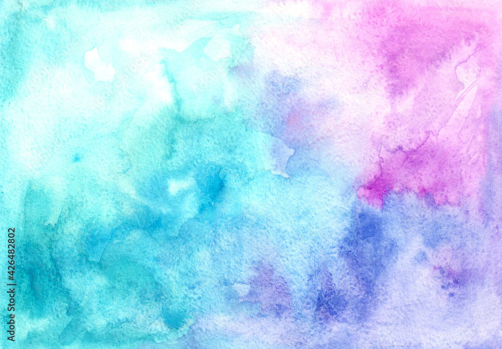 Blue abstract watercolor hand painted background