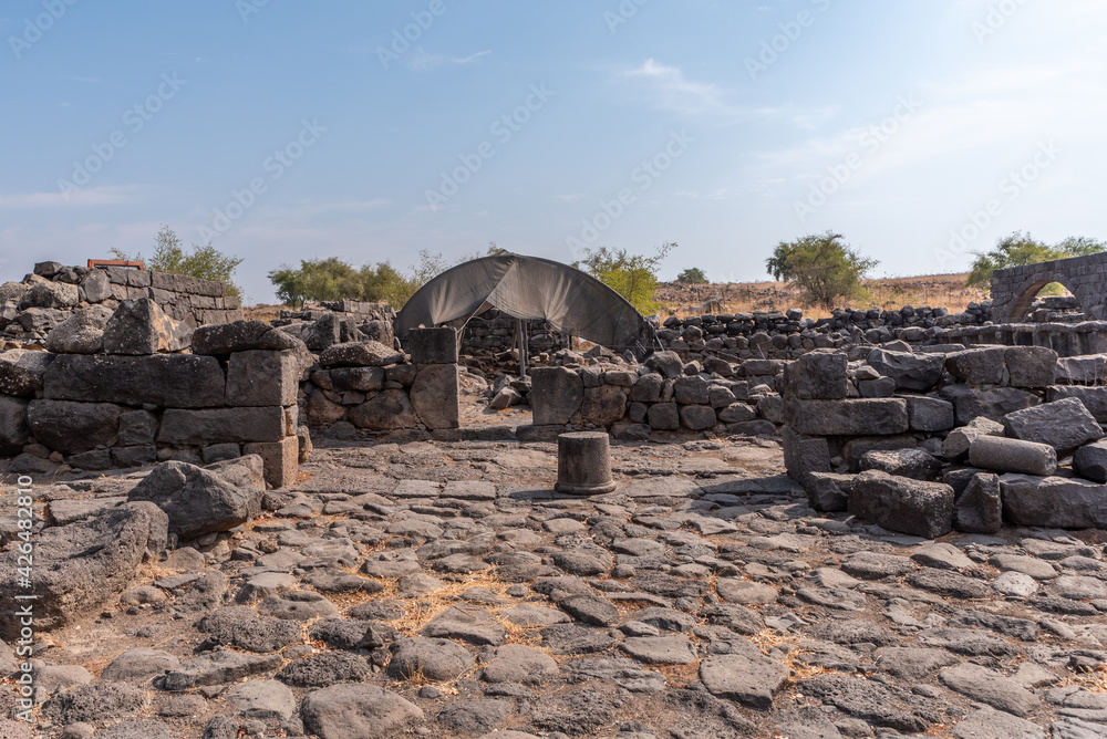 Ancient dwellings at Korazim National Park. Remains of ancient Jewish town in Israel. Ancient dwellings at Korazim National Park. Remains of ancient Jewish town in Israel.