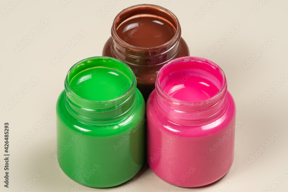 3 open gouache color paint glass opened align 3 open gouache color paint glass opened align