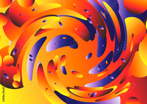 Abstract Red Yellow and Blue Fluid Shapes Background