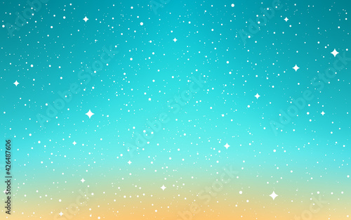 Space background. Cartoon cosmos. Color sky with shining stars. Bright cosmos with milky way. Aurora with stardust. Shiny galaxy. Vector illustration