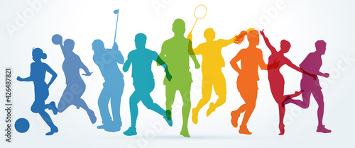 Color sport background. Football, basketball,golf, tennis