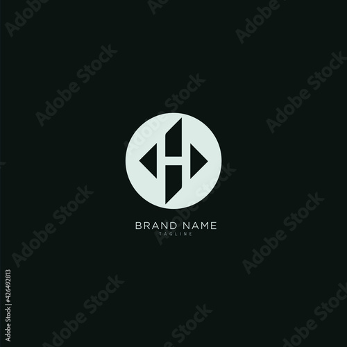 Alphabet H, HH logo design, favicon, monogram, icon, premium business typeface.