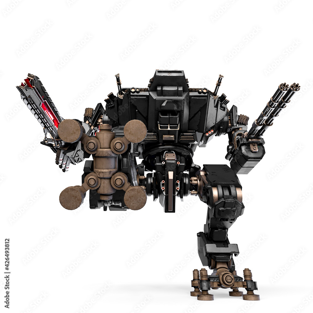 xtreme war machine is stepping in white background front view xtreme war machine is stepping in white background front view
