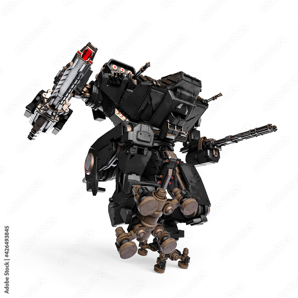 xtreme war machine is stepping in white background xtreme war machine is stepping in white background