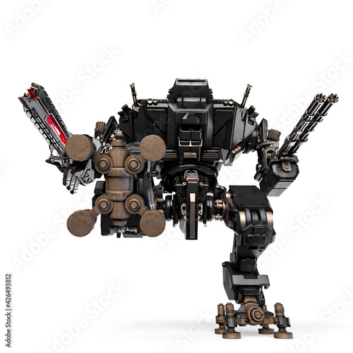 xtreme war machine is stepping in white background front view